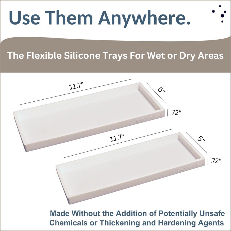 Spacewiser Countertop and Vanity Tray - 2 PC Large 11.7"" Silicone Bathroom Counter Organizer  Dish Soap Sponge Holder Kitchen Sink Organizer  Flexible Bathroom Tray  Sink Caddy Toothbrush Soap Tray - Image 5